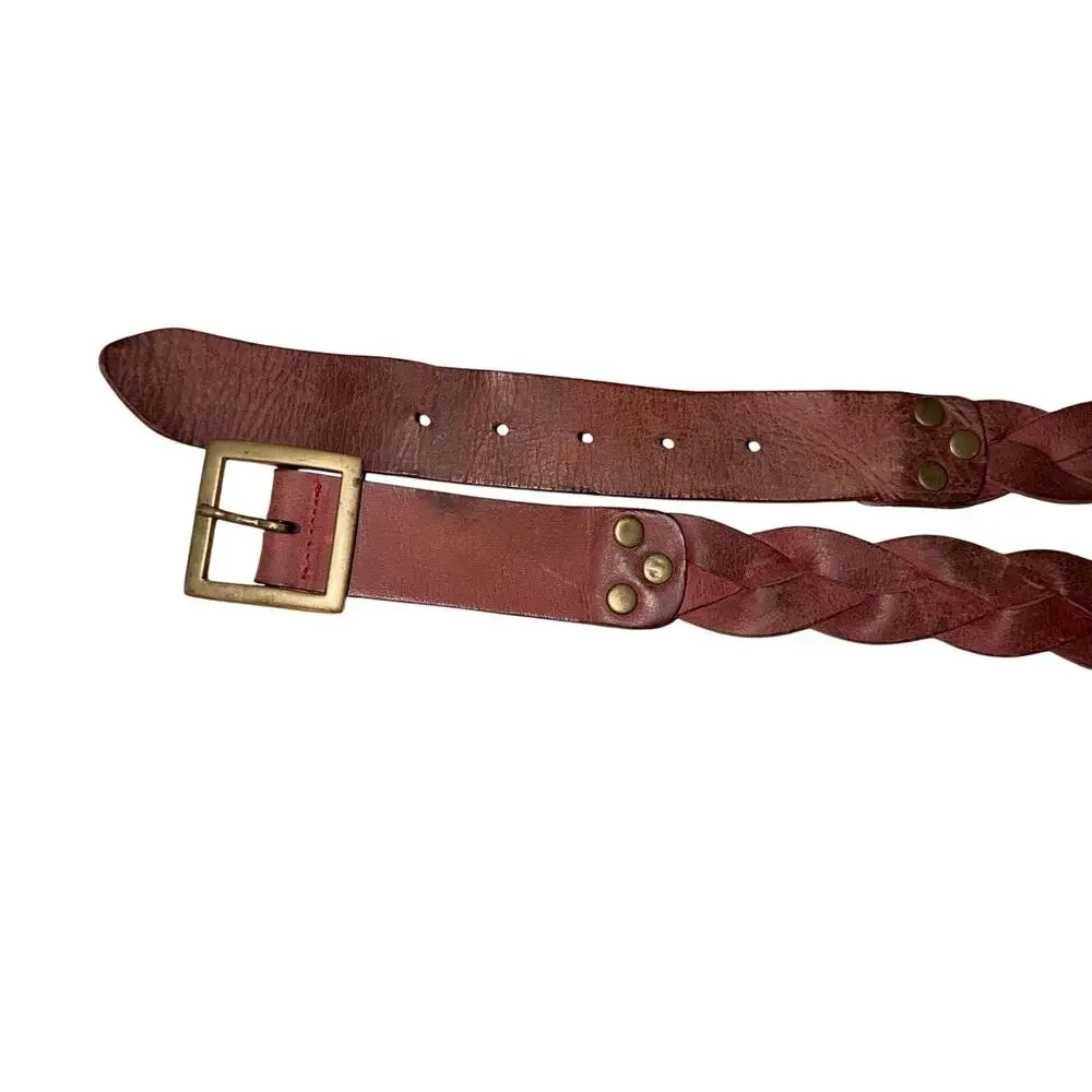 Brown Braided Leather Belt Old Navy Casual Boho Western Style XL cottagecore